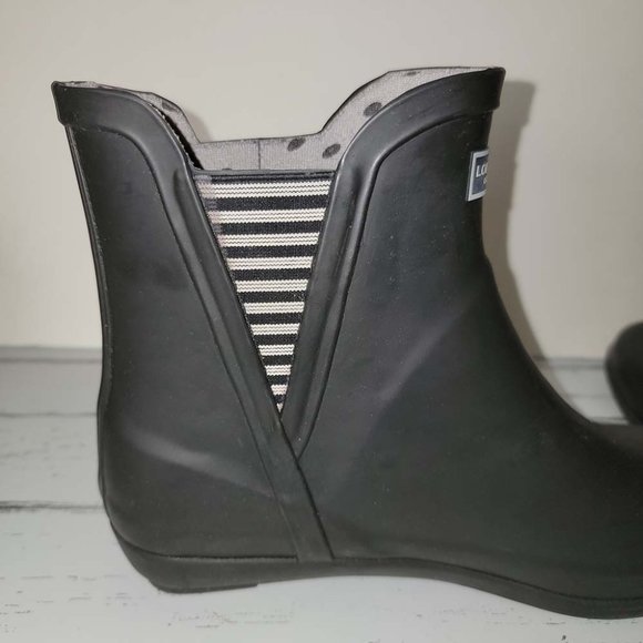 London Fog Piccadilly Women's Black Pull-On Ankle Rain Boots Size US 9M *EUC* - Picture 3 of 13